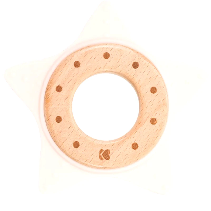 Kikkaboo Kikkaboo Silicone and Wood Teether Star μασητικό Pink 1 τμχ