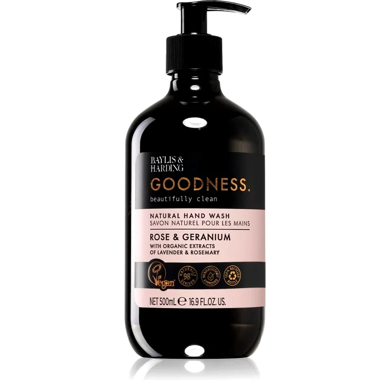 Baylis & Harding Baylis & Harding Goodness Rose & Geranium φυσικό ρευστό σαπούνι για τα χέρια 500 ml