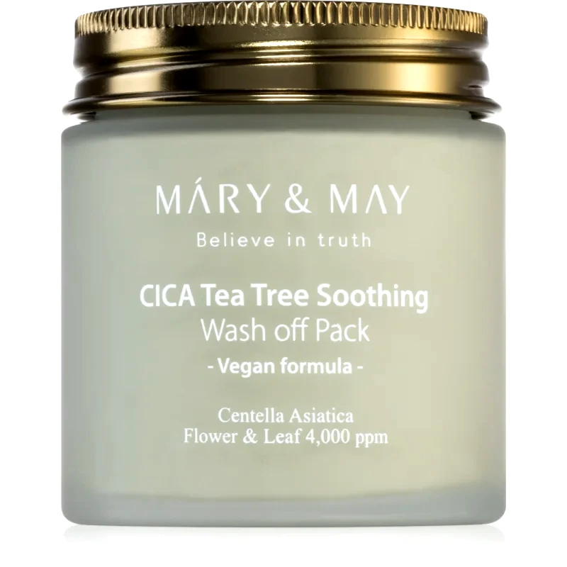 MARY & MAY MARY & MAY Cica Tea Tree Soothing μεταλλική μάσκα καθαρισμού από άργιλο για να καταπραύνει την επιδερμίδα πρόσωπου 125 γρ