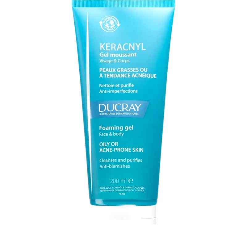 Ducray Ducray Keracnyl Foaming gel καθαριστικό αφρώδες τζελ για λιπαρή επιδερμίδα με τάση για ακμή 200 ml