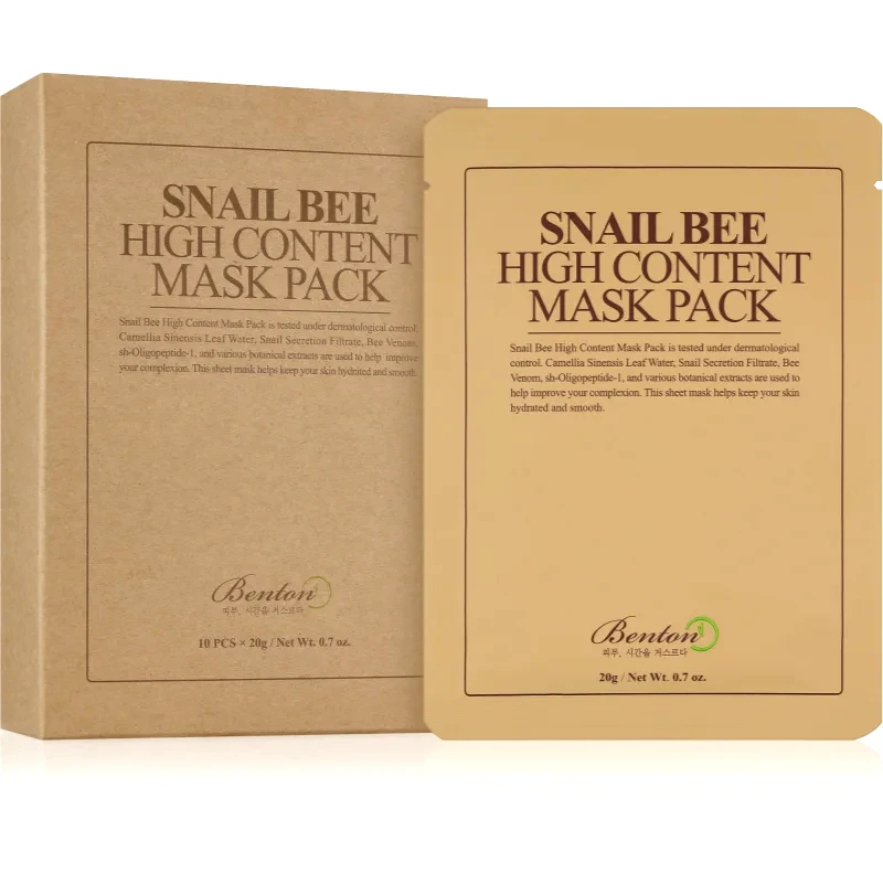 Benton Benton Snail Bee φύλλο μάσκας για ολοκληρωμένη φροντίδα με εκχύλισμα σαλιγκαριού 10 × 20 γρ