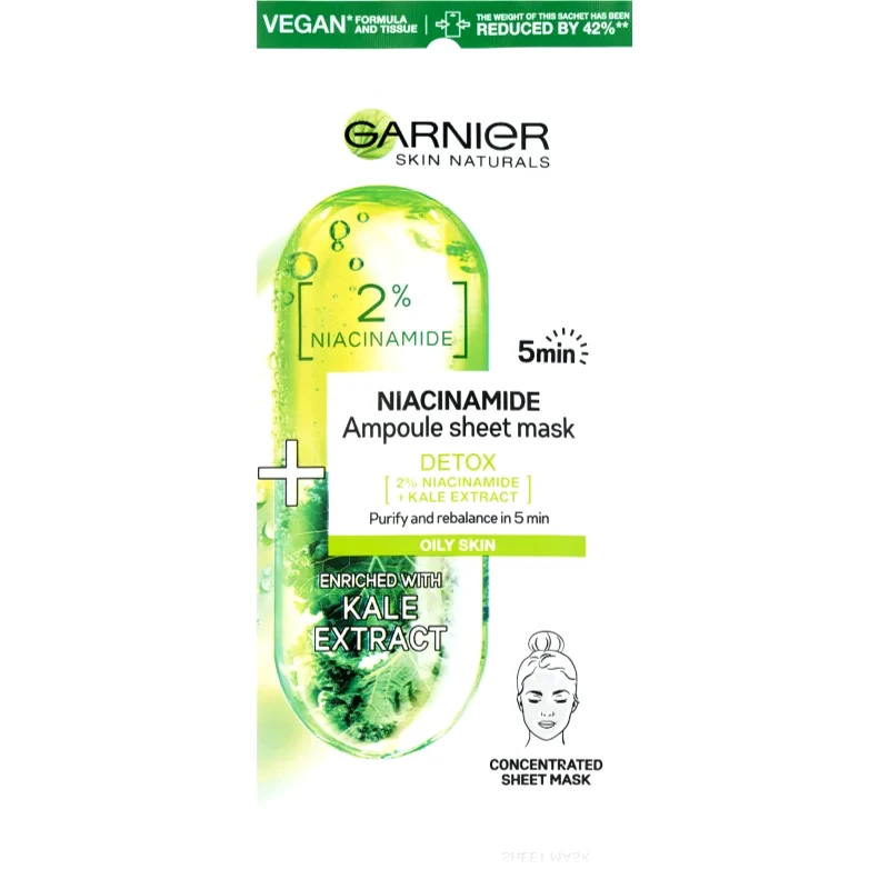 Garnier Garnier Skin Naturals Ampoule Sheet Mask φύλλο μάσκας με καθαριστική και αναζωογονητική επίδραση 15 γρ