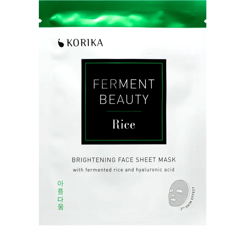KORIKA KORIKA FermentBeauty Brightening Face Sheet Mask with Fermented Rice and Hyaluronic Acid υφασματινη μασκα λαμψησ με ρύζι που έχει υποστεί ζύμωση και υ
