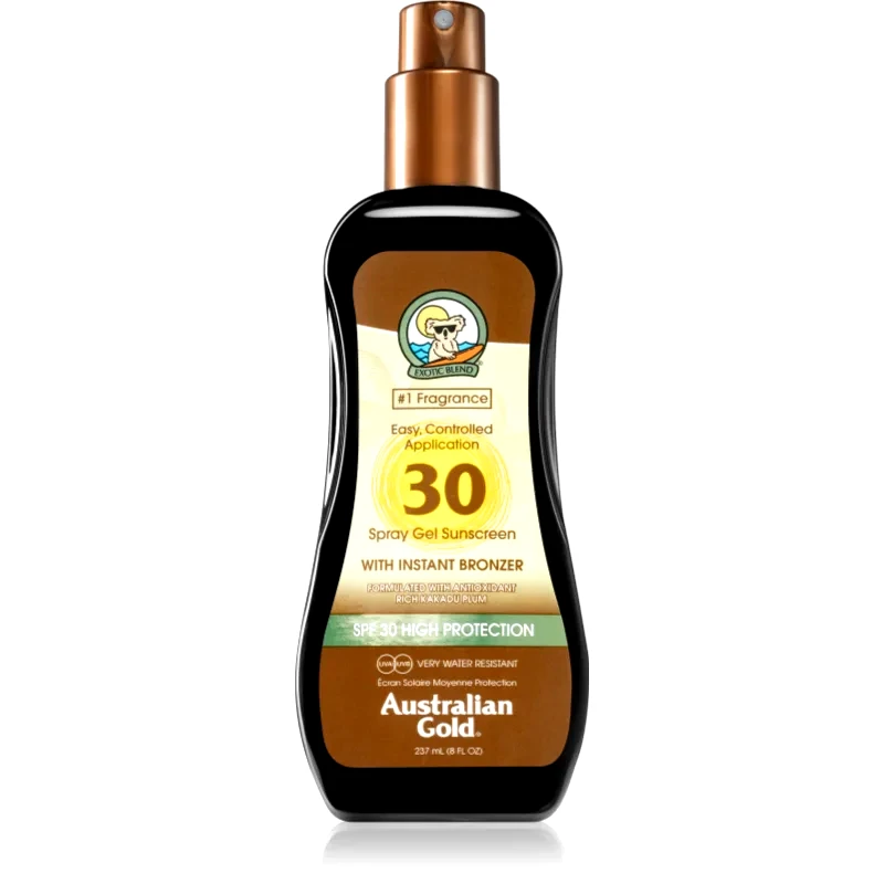 Australian Gold Australian Gold Spray Gel Sunscreen With Instant Bronzer προστασίας με χρώμα με υφή τζελ SPF 30 237 ml