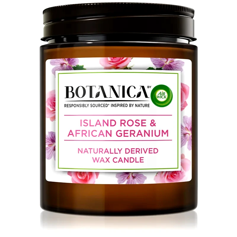 Air Wick Air Wick Botanica Island Rose & African Geranium αρωματικό κερί με την μυρωδιά των τριαντάφυλλων 205 γρ