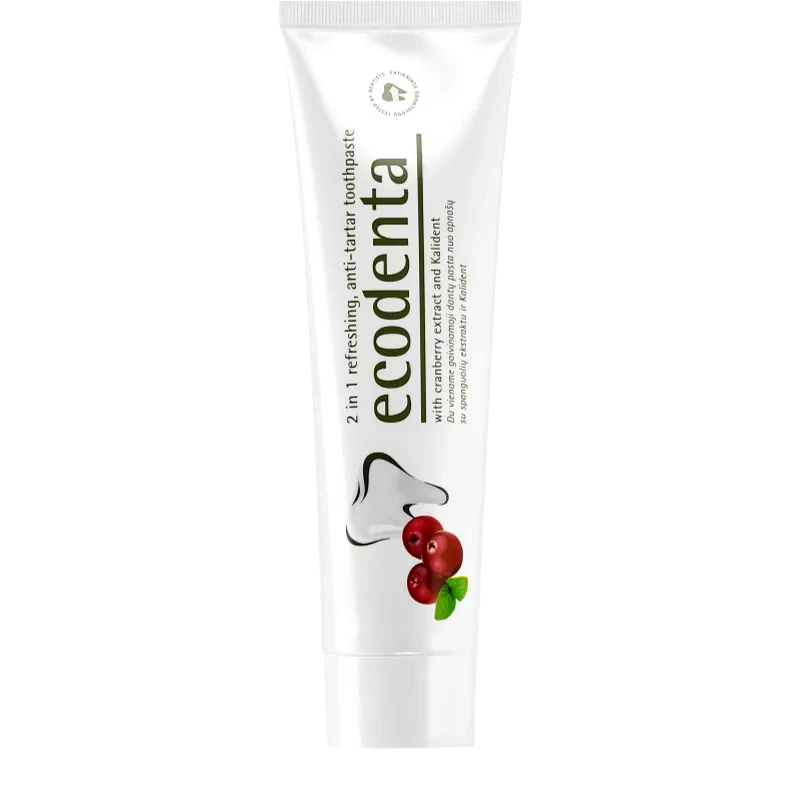 Ecodenta Ecodenta Green Tartar Eliminating δροσιστική οδοντόπαστα κατά της πλάκας με φθόριο γεύση Cranberry 100 ml