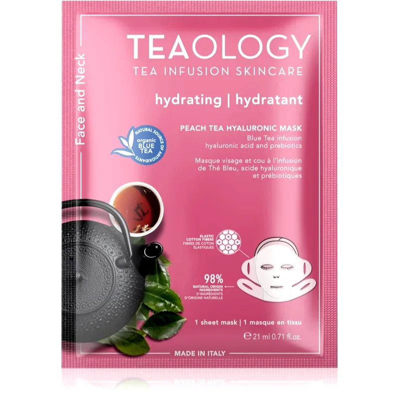 Teaology Teaology Face Mask Peach Tea Hyaluronic υφασμάτινη μάσκα ενυδάτωσης 21 ml