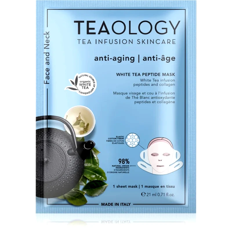 Teaology Teaology White Tea Peptide Mask φύλλο μάσκας για εντατικό τέντωμα και φωτεινότητα 21 ml