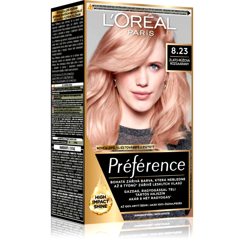L’Oréal Paris L’Oréal Paris Préférence βαφή μαλλιών απόχρωση 8.23 Medium Rose Gold 1 τμχ