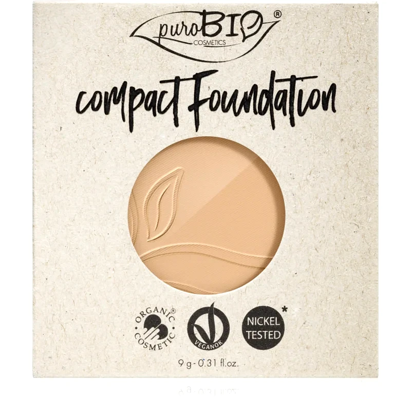 puroBIO Cosmetics puroBIO Cosmetics Compact Foundation συμπαγής πούδρα μεικ απ ανταλλακτική γέμιση SPF 10 απόχρωση 02 9 γρ