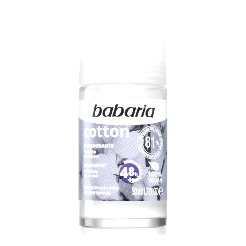 Babaria Babaria Deodorant Cotton αντιιδρωτικό ρολλ-ον με θρεπτικό αποτέλεσμα 50 ml