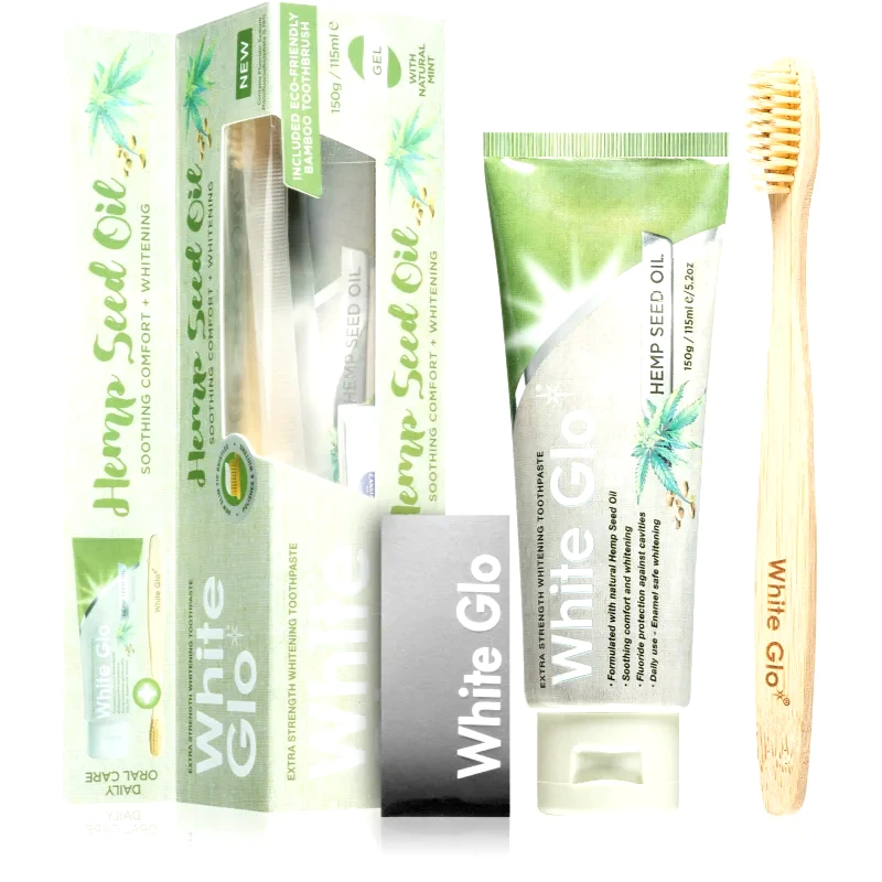 White Glo White Glo Hemp Seed Oil λευκαντική οδοντόκρεμα με βούρτσα 150 γρ