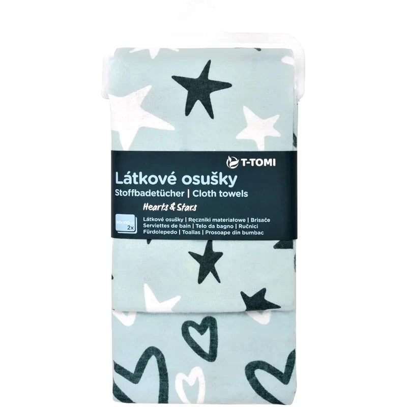 T-Tomi T-TOMI Cloth Towels Hearts & Stars πετσέτα 80x100 cm 2 τμχ