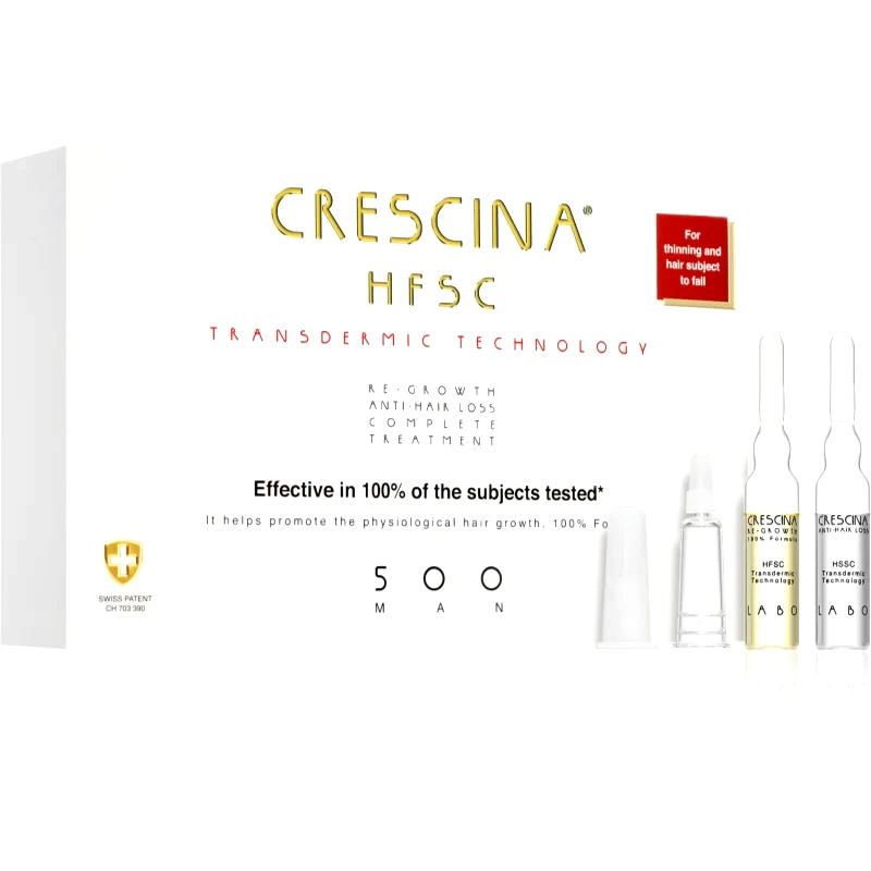 Crescina Crescina Transdermic 500 Re-Growth and Anti-Hair Loss θεραπεία ανάπτυξης μαλλιών κατά της τριχόπτωσης για άντρες 20x3,5 ml