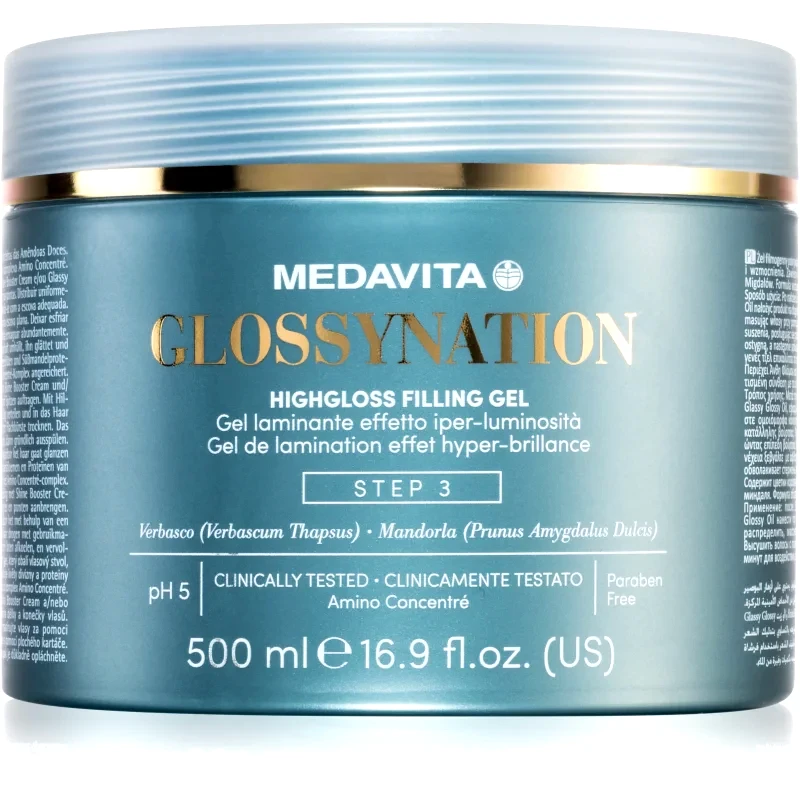 Medavita Medavita Glossynation Highgloss Filling Gel τζελ για τα μαλλιά laminovací gel se zrcadlovým efektem 500 ml