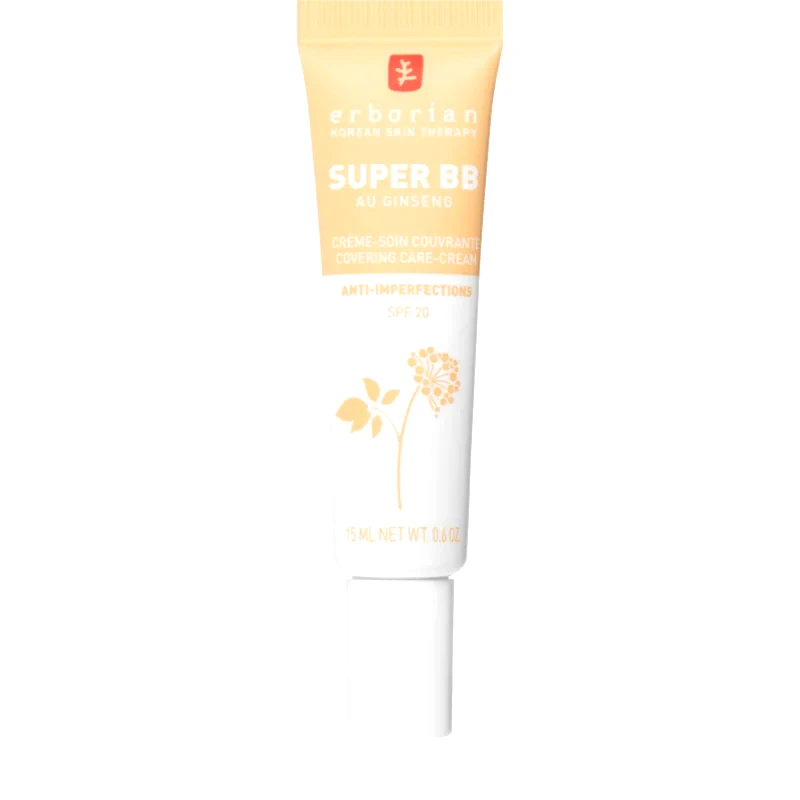 Erborian Erborian Super BB Covering Care-Cream ΒΒ κρέμα για άψογη και ενιαία εμφάνιση της επιδερμίδας μικρή συσκευασία απόχρωση Nude 15 ml