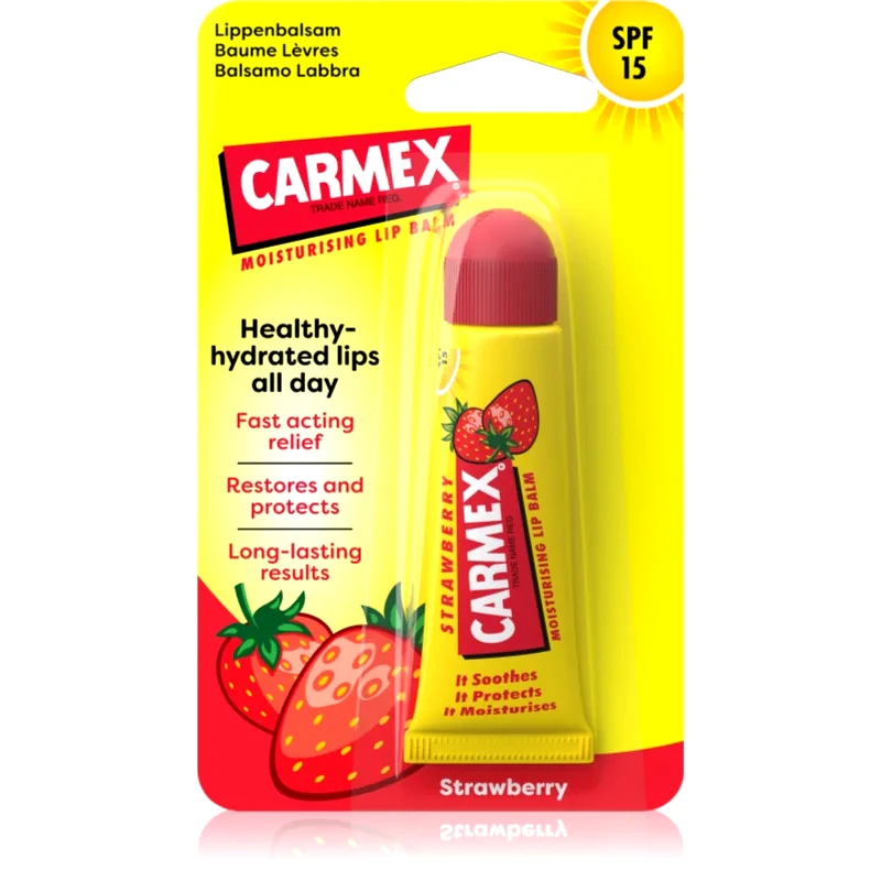 Carmex Carmex Strawberry βάλσαμο χειλιών σε σωληνάριο SPF 15 10 γρ