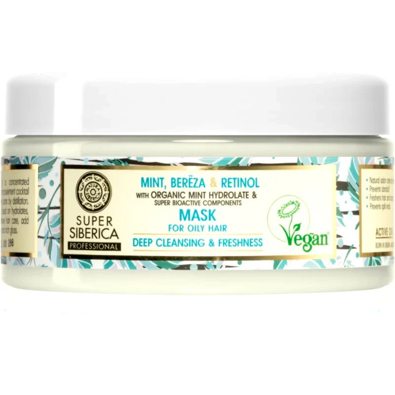 Natura Siberica Natura Siberica Mint, Bereza & Retinol Μάσκα καθαρισμού για λιπαρά μαλλιά 300 ml