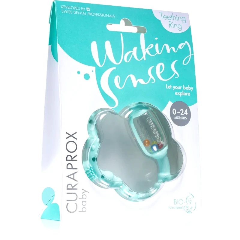 Curaprox Curaprox Baby Waking Senses δαχτυλίδι οδοντοφυϊας με βούρτσα μασάζ και κρόταλο 1 τμχ