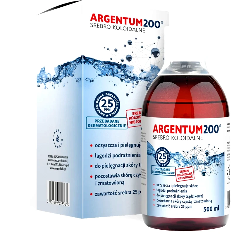 Aura Herbals Aura Herbals Argentum 200 Collodial Silver 25 ppm τονωτικό με κολλοείδη άργυρο 500 ml