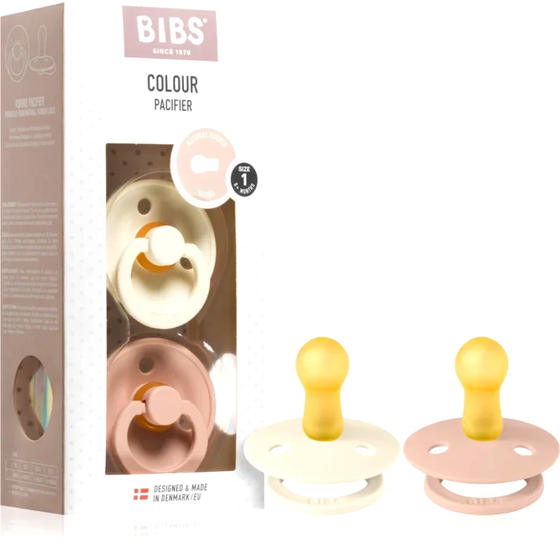 BIBS BIBS Colour Natural Rubber Size 1: 0+ months πιπίλα Ivory / Blush 2 τμχ