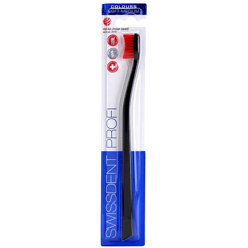 Swissdent Swissdent Profi Colours Single οδοντόβουρτσα μαλακό-μεσαίο Black & Red 1 τμχ