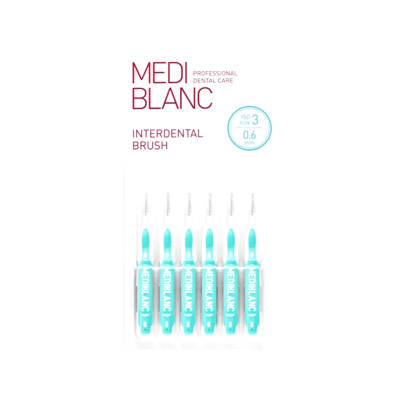 MEDIBLANC MEDIBLANC Interdental Pick-brush μεσοδόντιο βουρτσάκι 0,6 mm Blue 6 τμχ