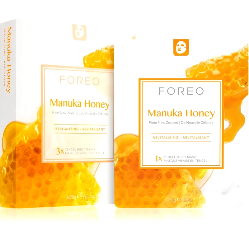 FOREO FOREO Farm to Face Sheet Mask Manuka Honey φύλλο μάσκας με ενυδατική και αναζωογονητική επίδραση 3x20 ml
