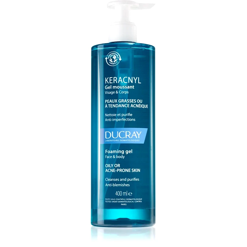 Ducray Ducray Keracnyl Foaming gel καθαριστικό αφρώδες τζελ για λιπαρή επιδερμίδα με τάση για ακμή 400 ml
