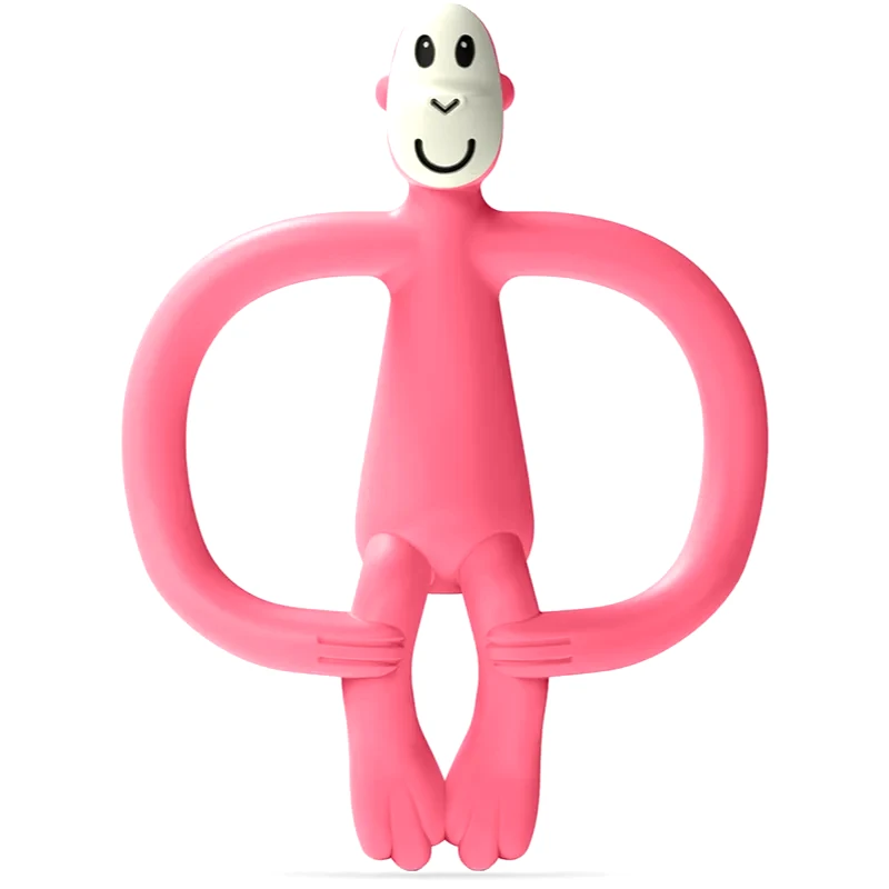 Matchstick Monkey Matchstick Monkey Monkey Teether μασητικό με βούρτσα 2 σε1 Pink 1 τμχ