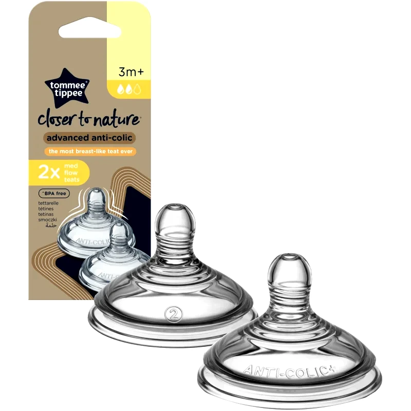 Tommee Tippee Tommee Tippee Closer To Nature Advanced Anti-colic Teat θηλή μπιμπερό Medium Flow 3m+ 2 τμχ