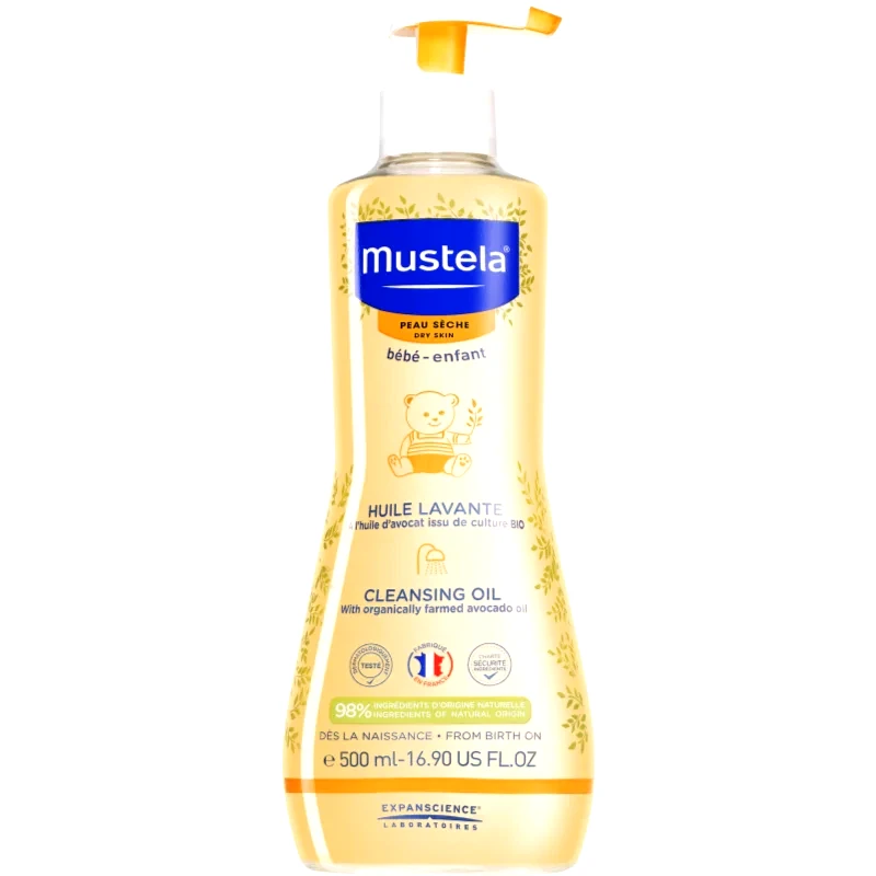 Mustela Mustela Bébé Dry Skin λάδι καθαρισμού για παιδιά από τη γέννηση 500 ml