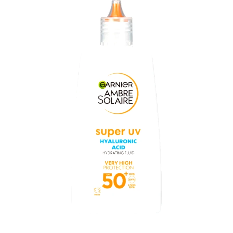 Garnier Garnier Ambre Solaire Super UV Hyaluronic Acid ελαφρύ προστατευτικό υγρό με ενυδατικό αποτέλεσμα SPF 50+ 40 ml