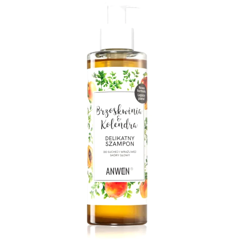 Anwen Anwen Peach & Coriander καταπραϋντικό σαμπουάν για ξηρό και ευαίσθητο δέρμα της κεφλής 200 ml