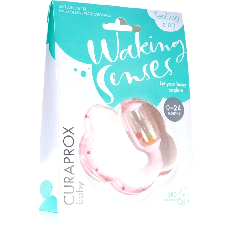 Curaprox Curaprox Baby Waking Senses δαχτυλίδι οδοντοφυϊας με βούρτσα μασάζ και κρόταλο 1 τμχ