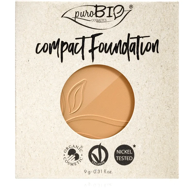 puroBIO Cosmetics puroBIO Cosmetics Compact Foundation συμπαγής πούδρα μεικ απ ανταλλακτική γέμιση SPF 10 απόχρωση 03 9 γρ