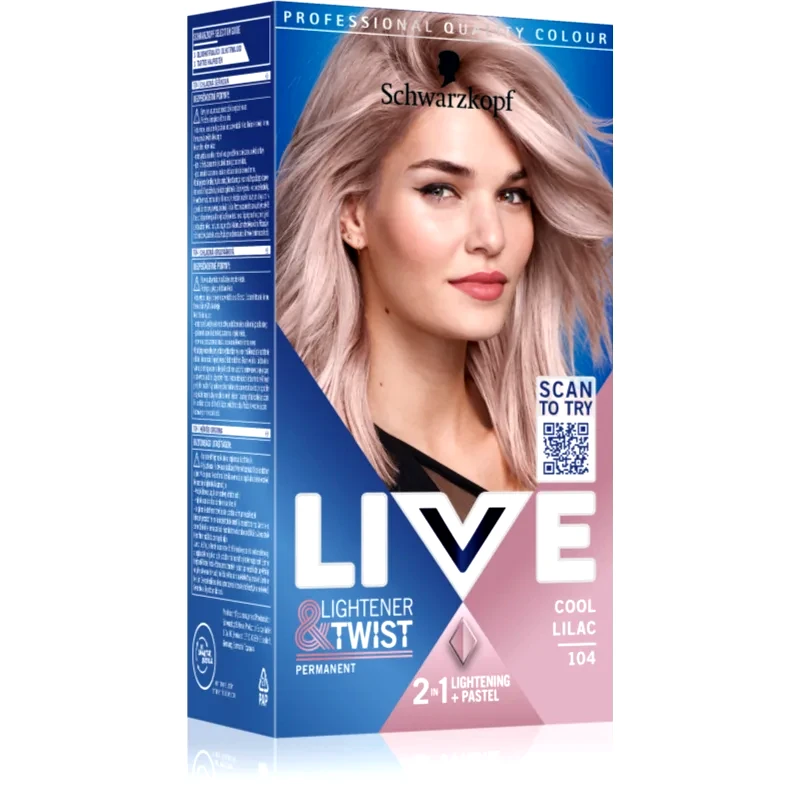 Schwarzkopf Schwarzkopf LIVE Lightener & Twist μόνιμη βαφή μαλλιών για ξάνοιγμα των μαλλιών απόχρωση 104 Cool Lilac 1 τμχ