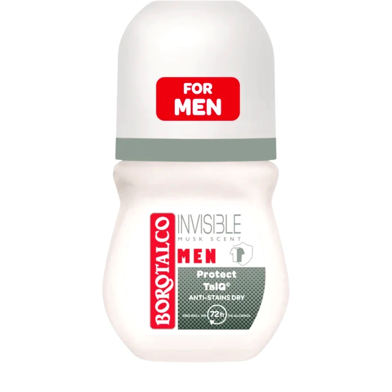 Borotalco Borotalco MEN Invisible αποσμητικό ρολλ-ον μπίλια 72 ώρες αρώματα Musk 50 ml