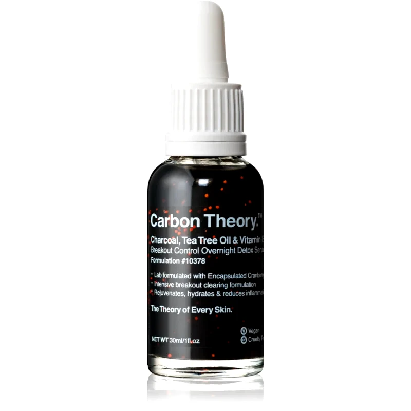 Carbon Theory Carbon Theory Charcoal, Tea Tree Oil & Vitamin E αναγεννητικός ορός νύχτας με αναζωογονητική επίδραση για προβληματική επιδερμίδα 30 ml