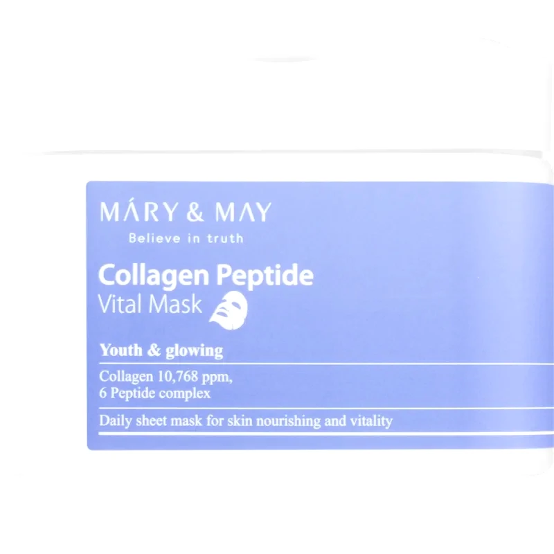 MARY & MAY Collagen Peptide Vital Mask Σετ υφασμάτινων μασκών με αντιρυτιδικά αποτέλεσματα 30 τμχ φωτογραφία