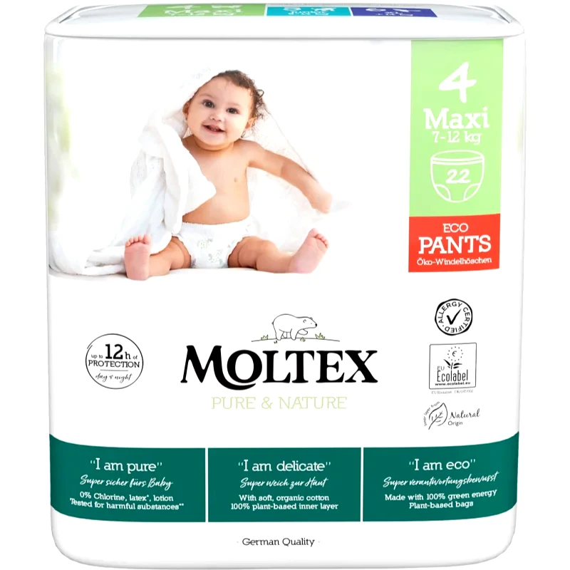 Moltex Moltex Pure & Nature Maxi Size 4 πάνα - βρακάκι μιας χρήσης 7-12 kg 22 τμχ