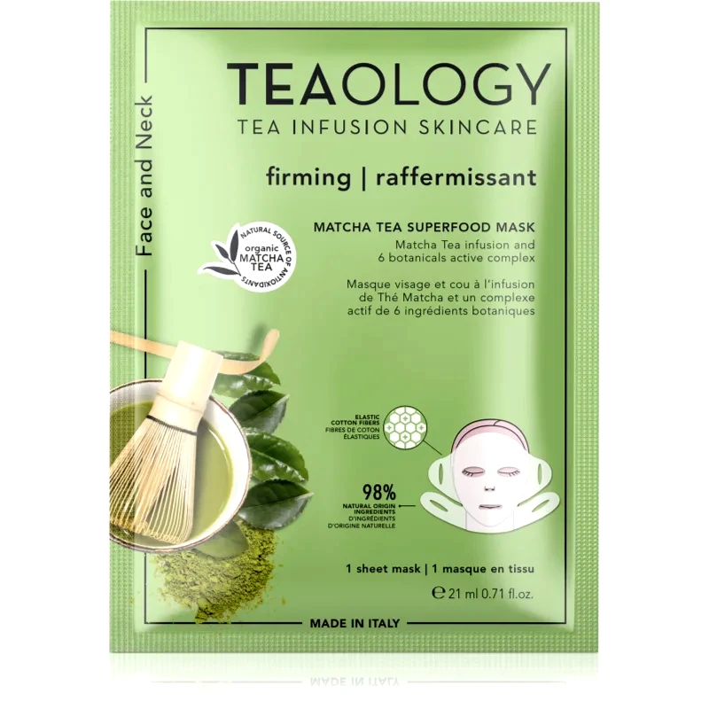 Teaology Teaology Matcha Tea Superfood Mask υφασμάτινη μάσκα προσώπου για σύσφιξη των περιγραμμάτων με matcha 21 ml