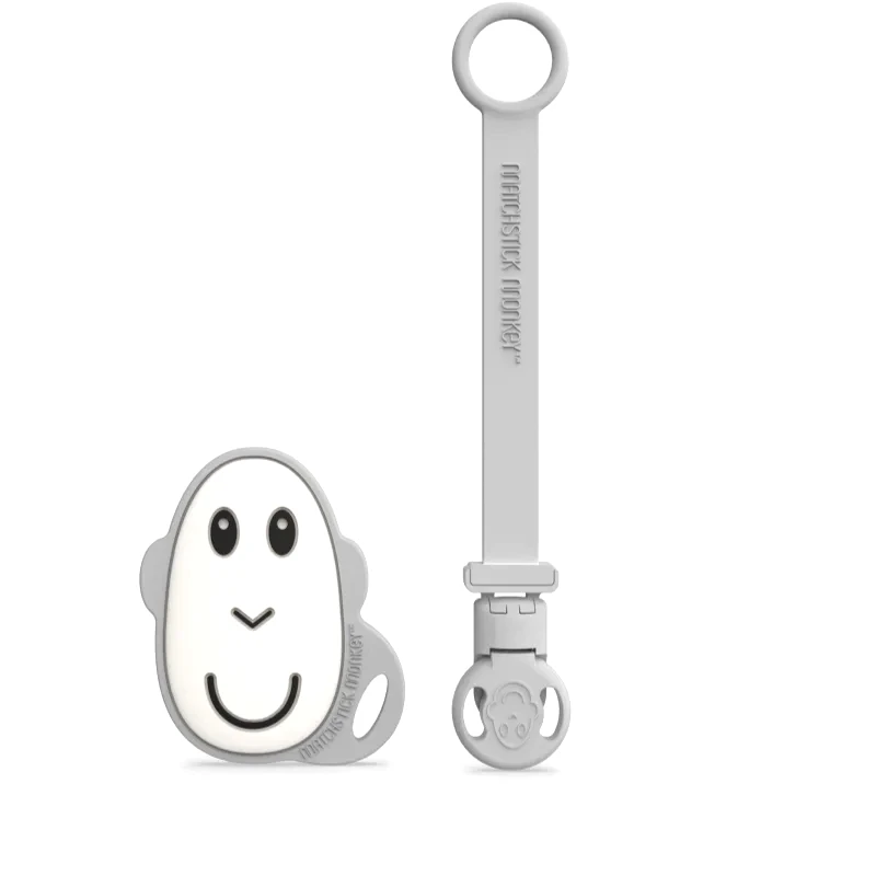 Matchstick Monkey Matchstick Monkey Flat Face Teether & Soother Clip σετ δώρου για παιδιά Grey