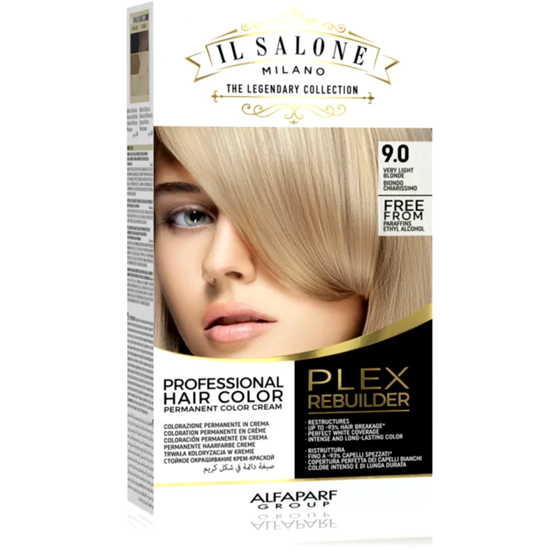 Alfaparf Milano Alfaparf Milano Il Salone Milano Plex Rebuilder μόνιμη βαφή μαλλιών απόχρωση 9.0 - Very Light Blonde 1 τμχ