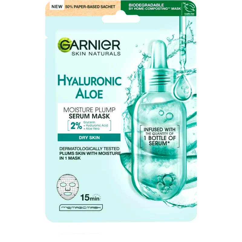 Garnier Garnier Skin Naturals Hyaluronic Aloe υφασμάτινη μάσκα ενυδάτωσης 28 γρ