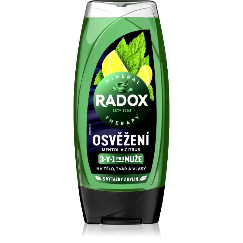 Radox Radox Men Feel Strong τζελ για ντους και σαμπουάν 2 σε 1 Mint & Tea Tree 225 ml