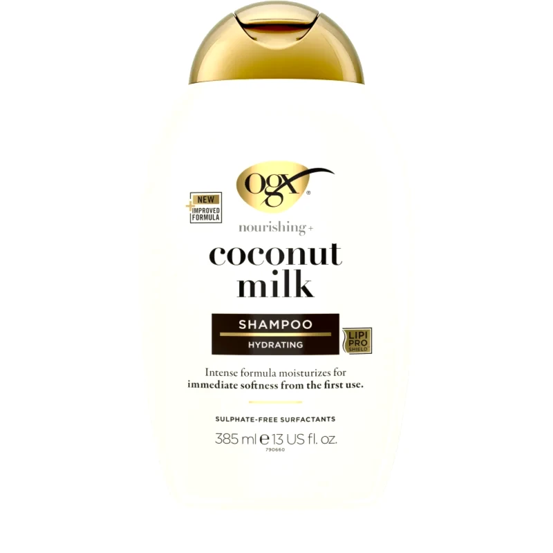 OGX OGX Coconut Milk ενυδατικό σαμπουάν με έλαιο ινδοκάρυδου 385 ml
