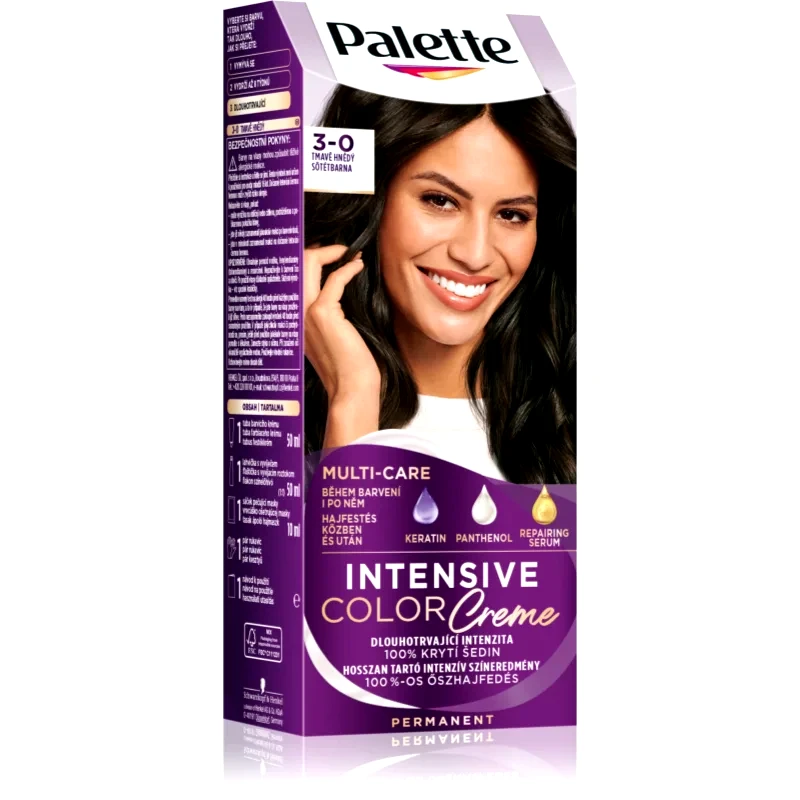 Schwarzkopf Schwarzkopf Palette Intensive Color Creme μόνιμη βαφή μαλλιών απόχρωση 3-0 N2 Dark Brown 1 τμχ