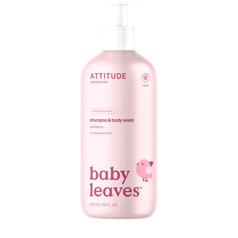 Attitude Attitude Baby Leaves Unscented τζελ για ντους και σαμπουάν 2 σε 1 για παιδιά 473 ml