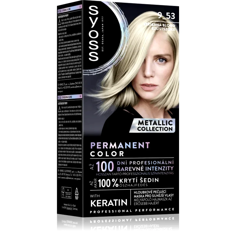Syoss Syoss Permanent Color Metallic Collection μόνιμη βαφή μαλλιών απόχρωση 9-53 Silver Blush 1 τμχ